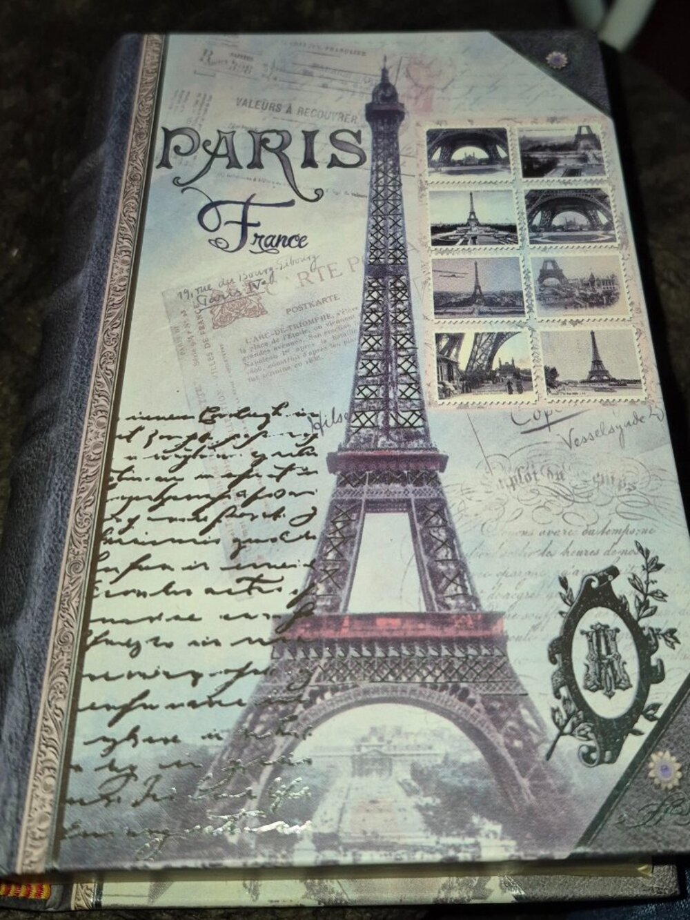 Punch Studio Decorative Faux Book Storage Box Paris Postcard Design Eiffel Tower
